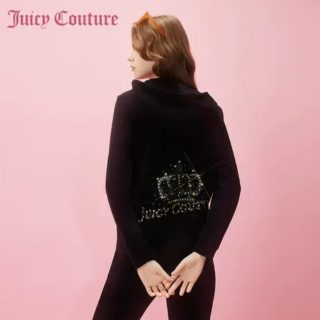 Juicy Couture橘滋春夏新款外套长袖天鹅绒丝绒卫衣经典烫钻女图片