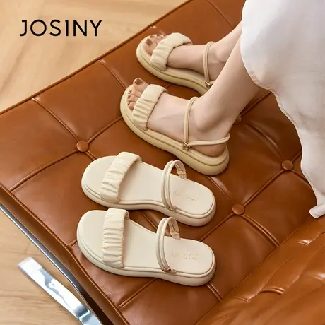 卓诗尼法式一字带凉鞋女仙女风配裙子平底半托夏季凉拖鞋两穿厚底图片