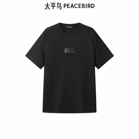 【商场同款】太平鸟男装 潮流老花黑色直筒短袖T恤男B1CNE3204图片
