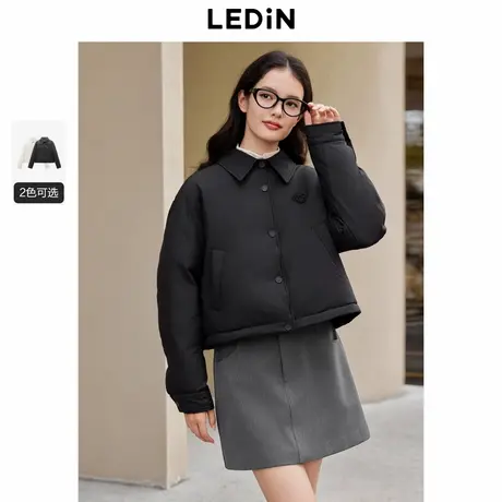 乐町衬衫领羽绒服女冬季新款韩系通勤好穿轻薄宽松羽绒外套商品大图