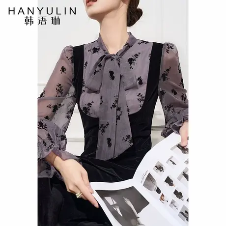 法式气质连衣裙2025新款女春秋季设计感小众收腰显瘦修身拼接裙子图片