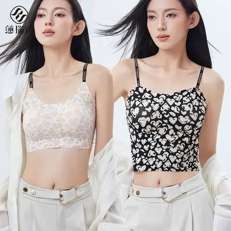 美背吊带背心女2025春夏豹纹带胸垫文胸性感无痕内衣外穿内搭打底商品大图