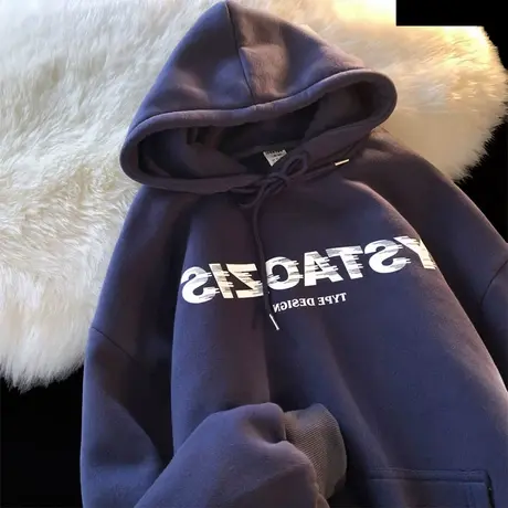 情侣装连帽卫衣hiphop潮牌大码加绒加厚嘻哈ins秋冬款美式外套女图片