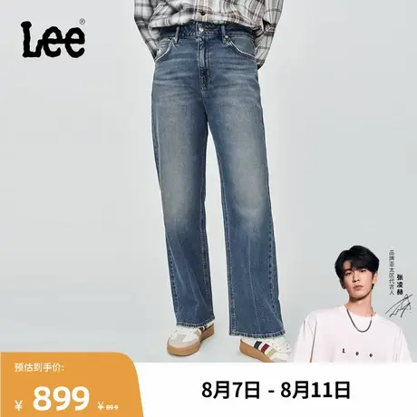 【张凌赫代言】Lee商场同款25秋冬新品429标准直脚中浅蓝女牛仔裤图片