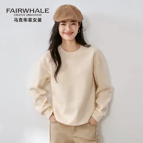 马克华菲卫衣外套女2025新款秋季宽松休闲圆领长袖T恤内搭上衣潮商品大图