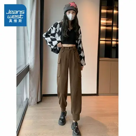 LE真维斯女装长裤2025年春季新款多口袋时尚流行休闲裤束脚工装裤商品大图