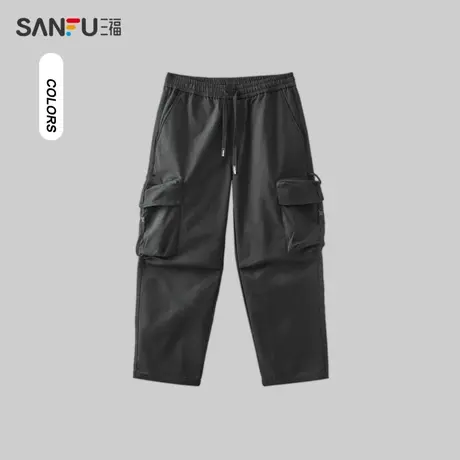三福2023冬男士工装大口袋休闲裤 潮流街头宽松直筒长裤478765商品大图
