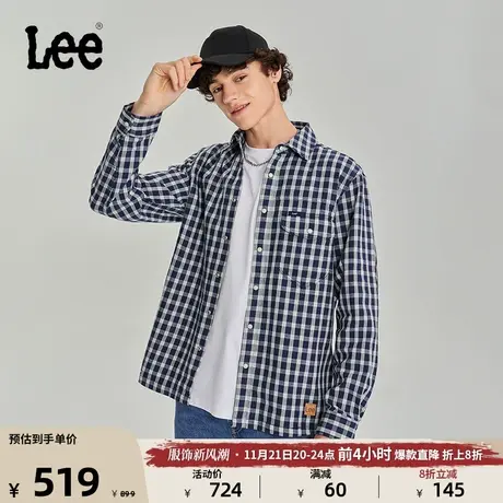 Lee商场同款23秋冬新品101+舒适格纹男长袖衬衫休闲LMT006295201图片