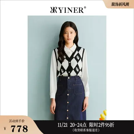 【假两件】YINER音儿专选女装秋季针织衫四叶草上衣商品大图