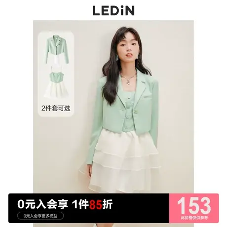 乐町后背蝴蝶结外套休闲秋季新款绿色西装外套女宽松设计感小众图片