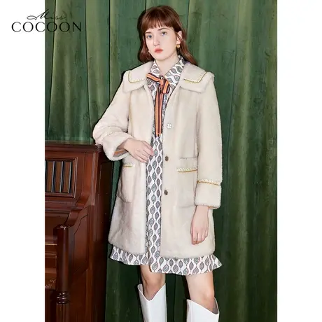 【添添Kindiy】28 miss COCOON羊毛上衣2021冬新款女中长大衣外套图片