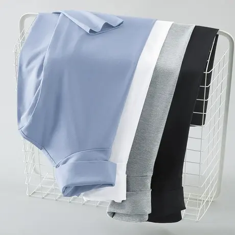 莫代尔棉长袖t恤男纯色半高领内搭打底衫潮流秋季小衫中领秋衣服商品大图