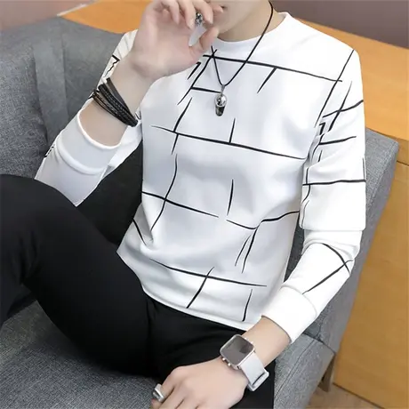 长袖t恤男士潮牌ins春秋季新款宽松休闲内搭卫衣打底衫秋装上衣服图片