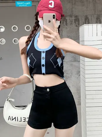 清仓捡漏潮流港风设计感超短牛仔裤女春夏季高腰显瘦ins辣妹短裤商品大图