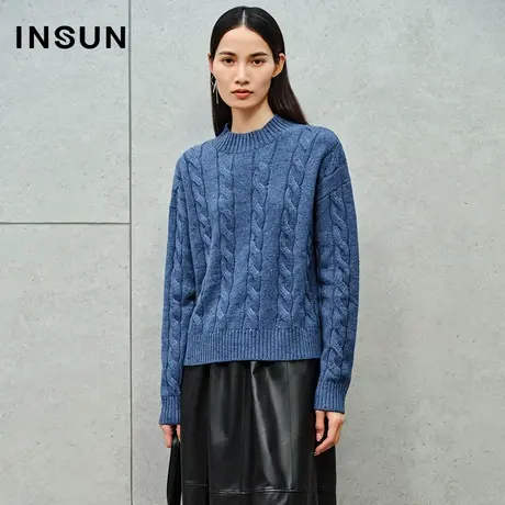 INSUN恩裳线上专选秋季彩点纱羊毛肌理感毛针织衫商品大图