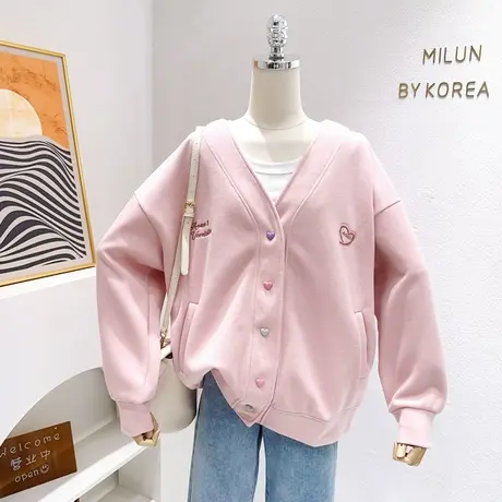 ins韩系甜美温柔开衫外套2023秋季奶油风多巴胺上衣休闲宽松大码图片