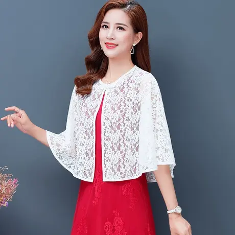 配裙子斗篷披肩女短款蕾丝镂空小外套夏季配旗袍外搭空调防晒开衫商品大图