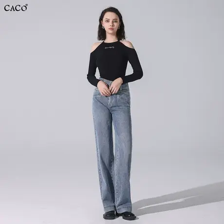 阔腿牛仔裤女高腰宽松直筒长裤2024春新款拖地垂感窄版肥腿裤商品大图