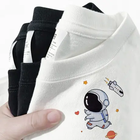 美式复古t恤女大码宽松纯棉短袖情侣体恤胖mm卡通印花上衣ins潮图片