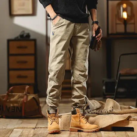 美式重磅束脚工装裤潮流裤子高颜值裤子男痞帅潮男百搭裤子男款商品大图