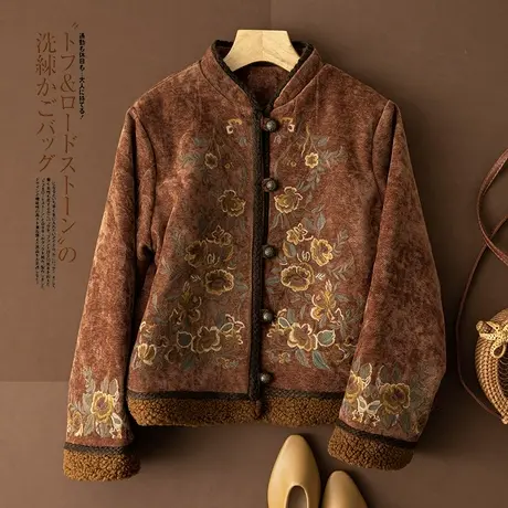 享永子【重工满绣】磨毛绣花民族风棉衣外套秋冬国风加厚棉服秋冬商品大图