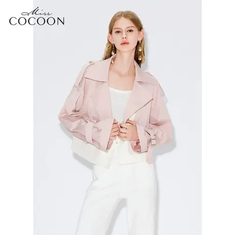 MISSCOCOON【拾光纪】24春新款浪漫欧根纱层次拼接刺绣风衣短外套商品大图