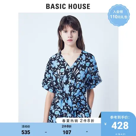 Basic House/百家好商场同款韩风时尚印花连体裤女HUOP321B图片
