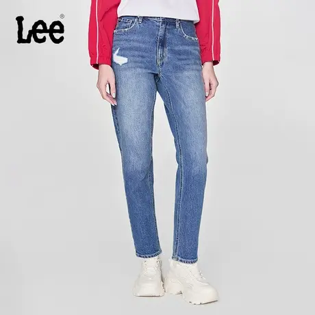 Lee24早春新品413标准高腰小直脚中蓝色女牛仔裤复古潮流A06422图片