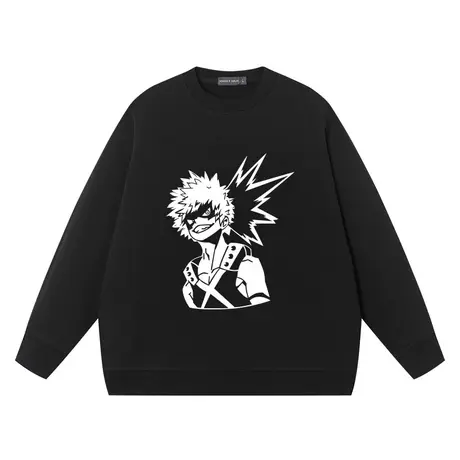 秀洛我的英雄学院周边绿谷出久卫衣男女圆领打底衫纯棉宽松上衣服图片