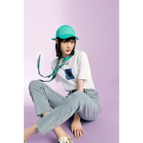【空姐昕怡专享】太平鸟烟管裤女新款高腰黑色2023九分裤牛仔裤商品大图