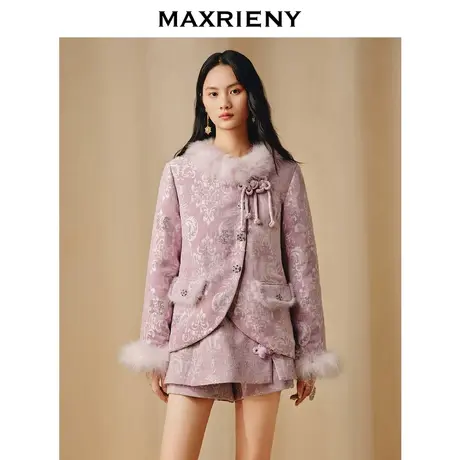【商场同款-新春系列琉璃玉龙】MAXRIENY新中式羽绒服水貂外套图片