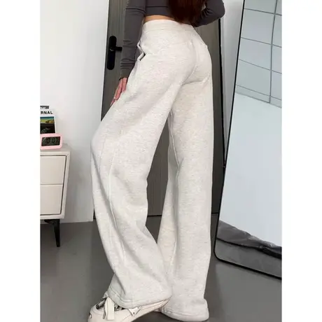 2024新款高腰阔腿拖地长裤女春装韩版百搭宽松学生运动休闲裤潮商品大图