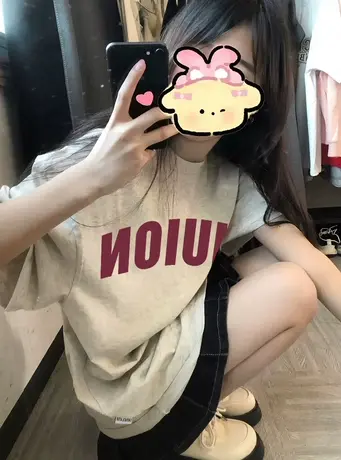 美式复古白灰色纯棉短袖t恤女2023新款夏季港味chic小个子上衣潮商品大图