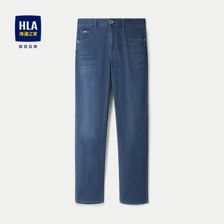 HLA/海澜之家含桑蚕丝牛仔裤24春夏新款五袋款直筒宽松刺绣裤子男图片