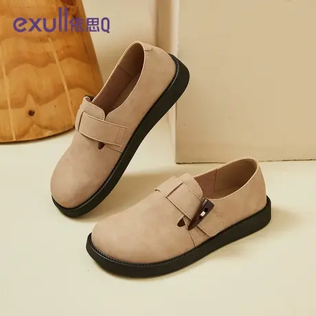 依思q复古鞋女2024新款春秋女鞋软底勃肯鞋外穿懒人一脚蹬单鞋商品大图