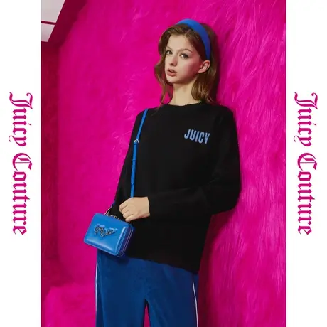 Juicy Couture橘滋初秋冬新款简约百搭提字圆领女式毛衣商品大图