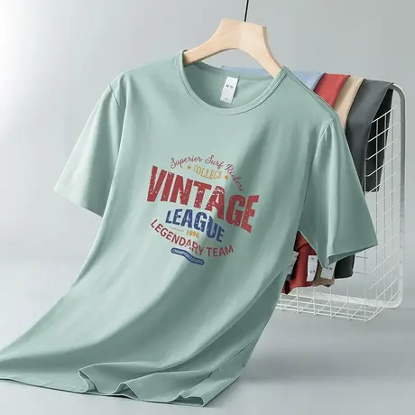 莫代尔冰丝t恤男士短袖潮牌圆领上衣服透气凉感速干半袖夏季体恤图片