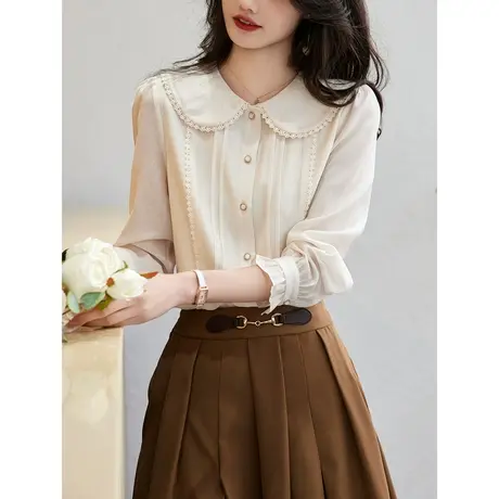 时尚气质淑女长袖衬衫2023年秋季新款百搭温柔减龄显瘦通勤上衣商品大图