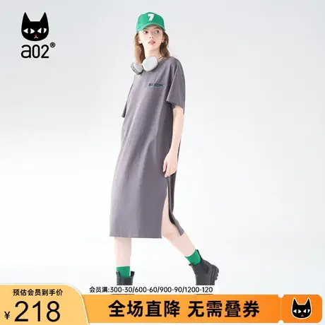 【Fuzzy style】a02休闲开叉连衣裙2023秋新品宽松显瘦开叉T恤裙图片