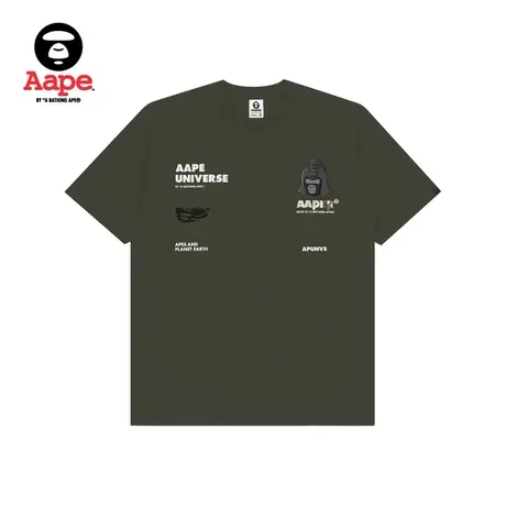AAPER男装春夏撞色迷彩字母猿人图案印花短袖T恤0764XXG图片