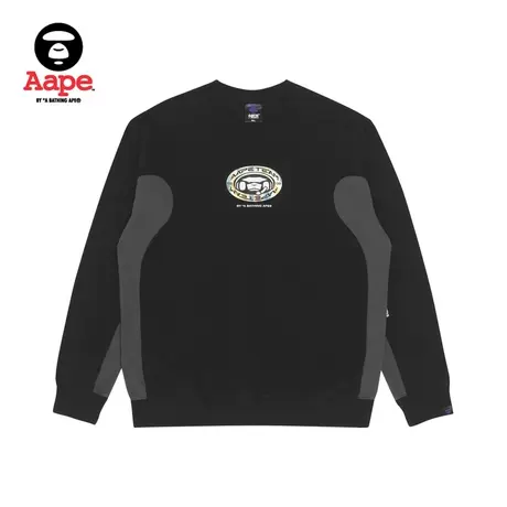 Aape旗舰店男装秋冬拼接剪裁迷彩猿颜图案印花圆领卫衣3931XXJ商品大图