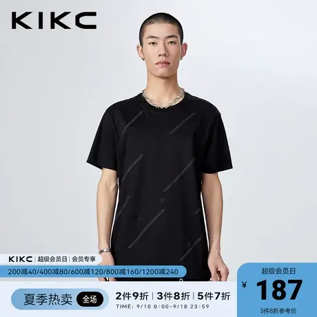 kikc短袖t恤 男2023春夏新款商场同款复古烫钻设计高街潮流上衣图片