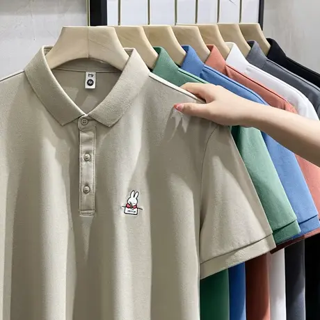 夏季翻领polo衫男短袖T恤男潮牌个性时尚情侣有领体恤衫百搭半袖商品大图