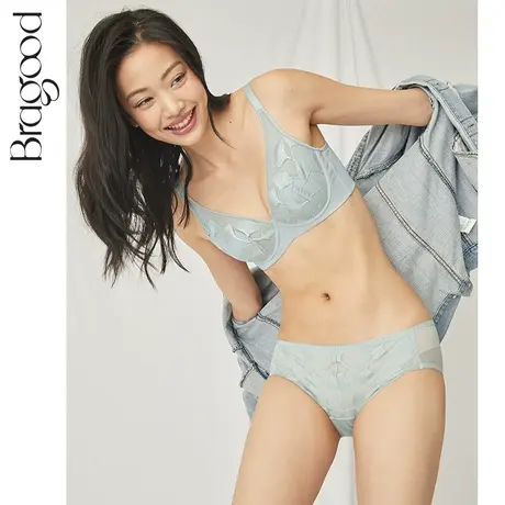 内衣女薄款大胸显小文胸收副乳胸罩水晶杯蕾丝全罩杯聚拢防下垂夏商品大图