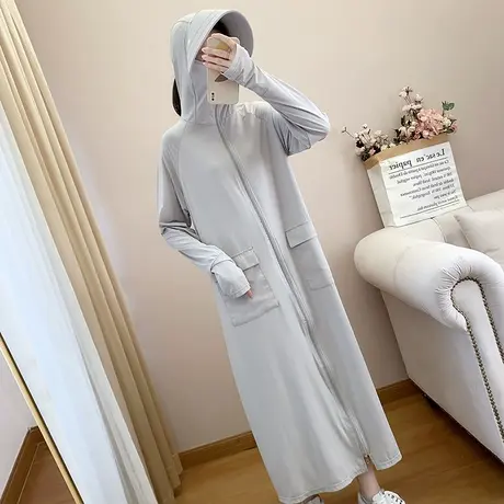 中长款防晒衣女夏季防紫外线薄款户外全防护冰丝透气全身防晒服商品大图