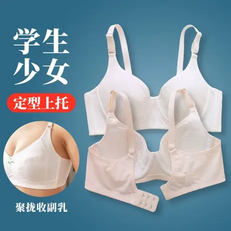 少女内衣初中高中学生文胸罩定型上托聚拢收副乳防下垂带有软钢圈图片