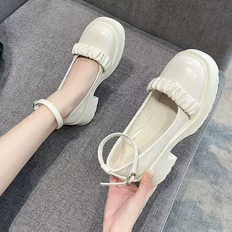 网红小皮鞋女2023年春季新款时尚百搭法式复古粗跟洋气玛丽珍鞋潮商品大图