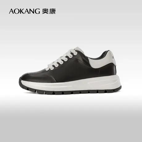 【门店发货】奥康女鞋春秋款休闲运动鞋复古拼色真皮舒适阿甘鞋图片
