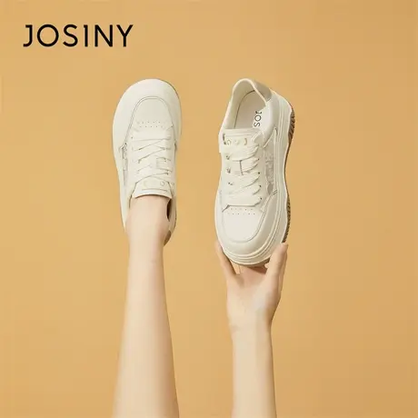 Josiny/卓诗尼真皮小白鞋女2024新款春季厚底女鞋百搭休闲板鞋子商品大图