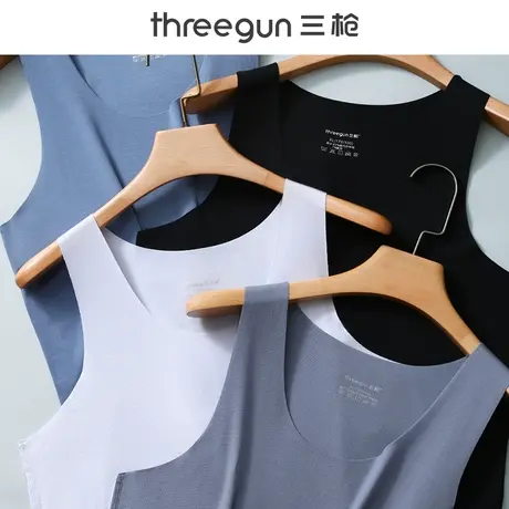 三枪男背心莫代尔无痕2023年新秋冬冰丝内穿打底无袖健身运动汗衫商品大图